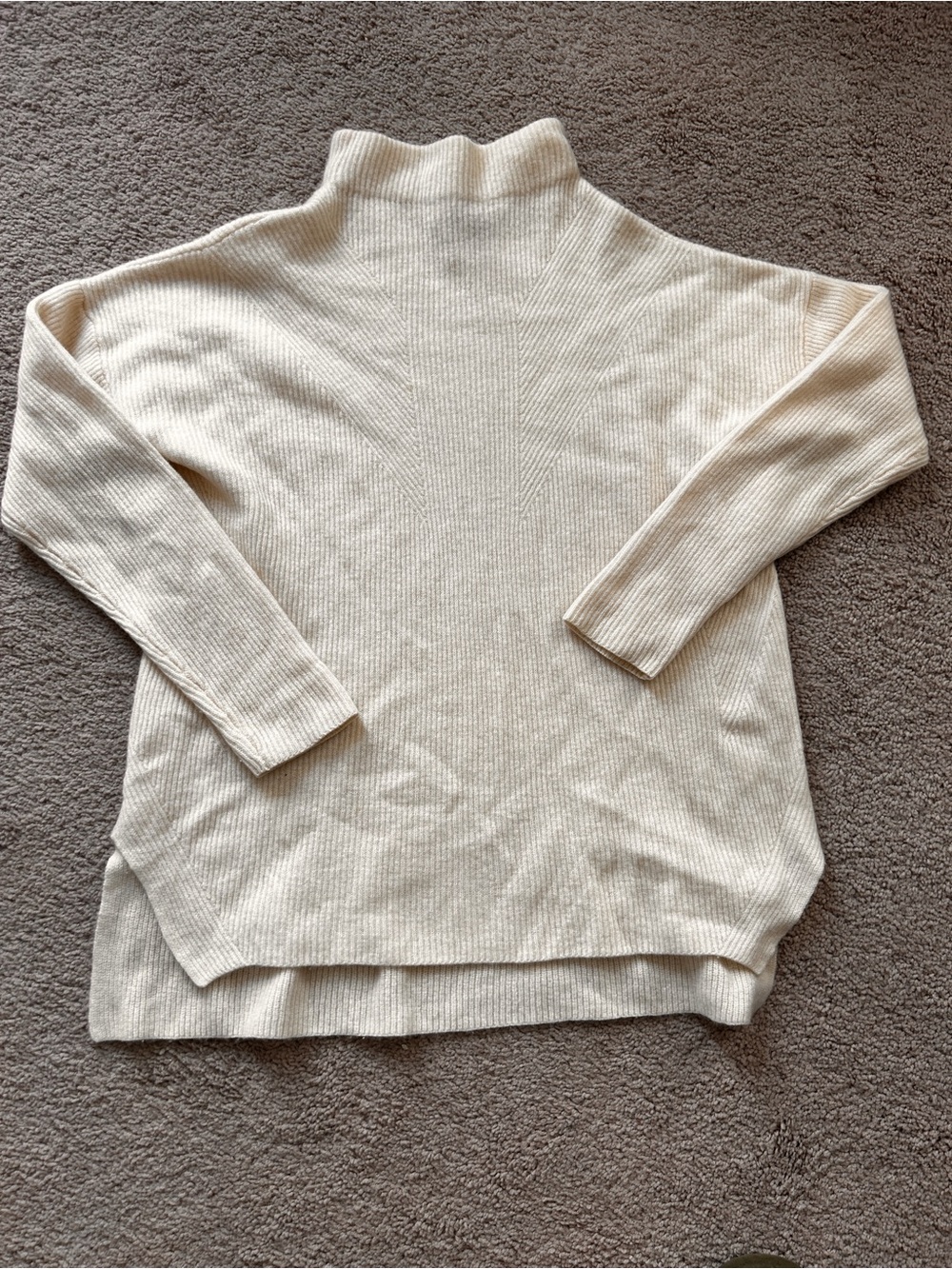 100% two-ply cashmere sweater- Nanette Lepore Cream Ribbed Mockneck Sweater
